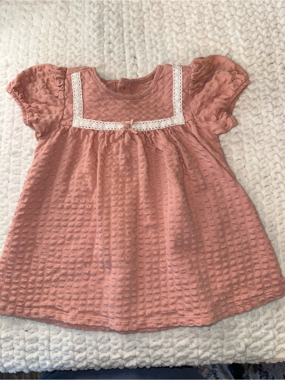 Gerber Pink Lace-Trim Textured Baby Top